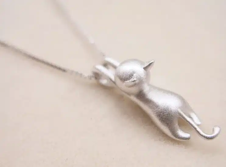 Genuine 925 Sterling Silver Necklaces Cats Pendants&Necklaces Sterling Silver 925 Kitty Necklace Fine Jewelry Colar de Plata D1 13