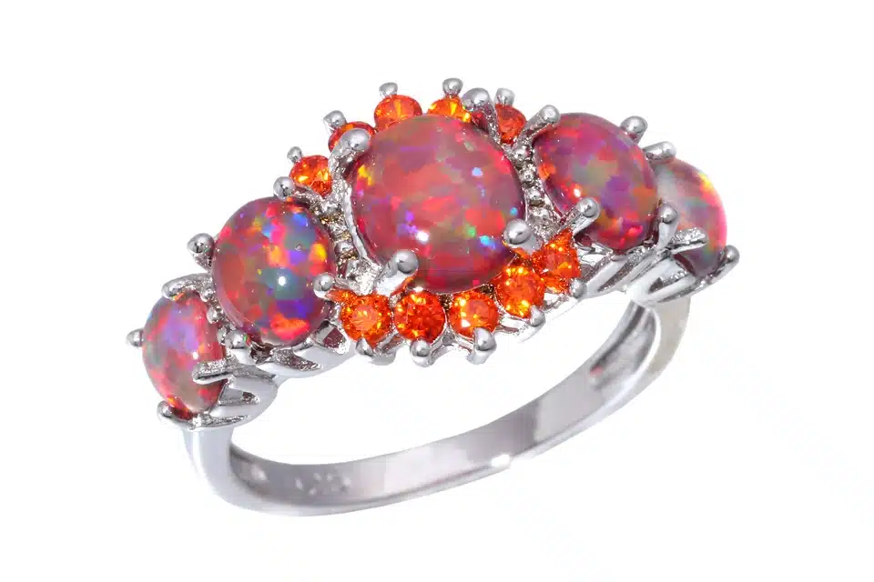 CiNily Orange Fire Opal Orange Garnet Silver Plated Ring Wholesale Wedding Party Gift for Women Jewelry Ring Size 5-12 OJ4576 11