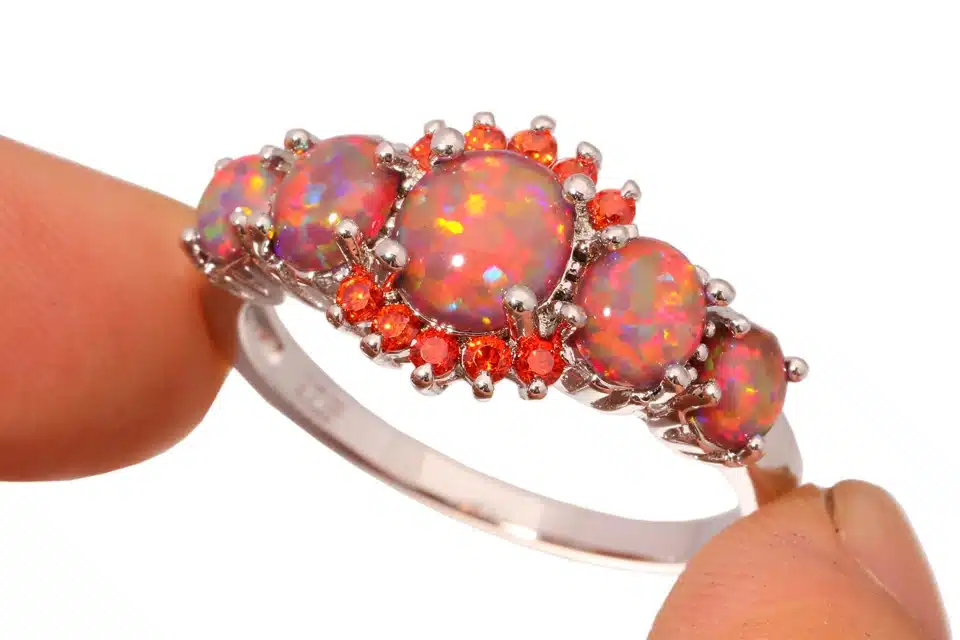 CiNily Orange Fire Opal Orange Garnet Silver Plated Ring Wholesale Wedding Party Gift for Women Jewelry Ring Size 5-12 OJ4576 12
