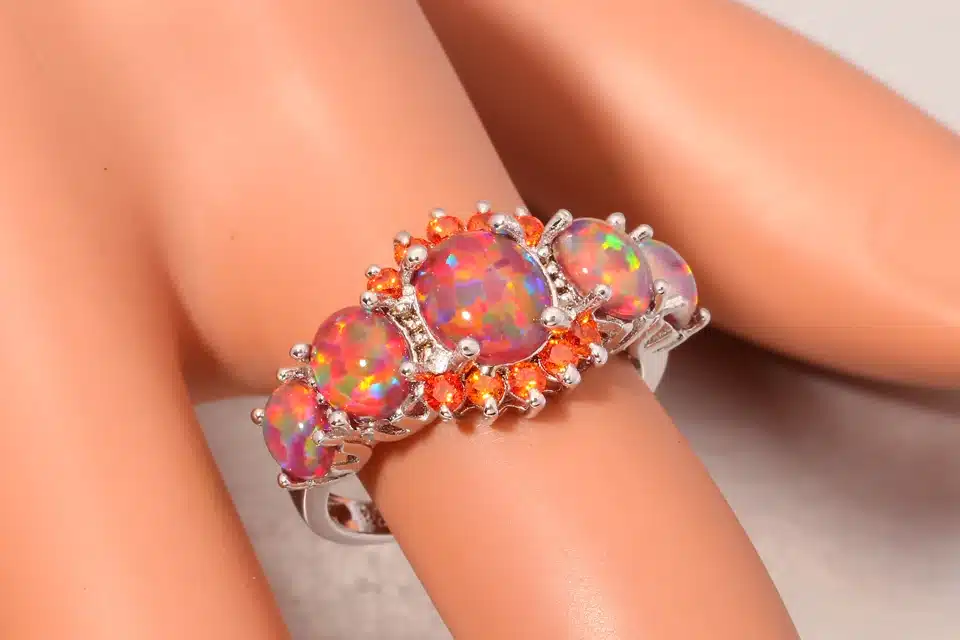 CiNily Orange Fire Opal Orange Garnet Silver Plated Ring Wholesale Wedding Party Gift for Women Jewelry Ring Size 5-12 OJ4576 13