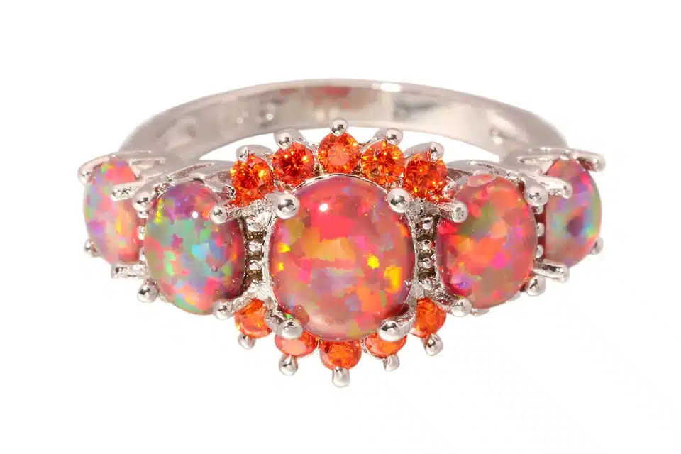 CiNily Orange Fire Opal Orange Garnet Silver Plated Ring Wholesale Wedding Party Gift for Women Jewelry Ring Size 5-12 OJ4576 14