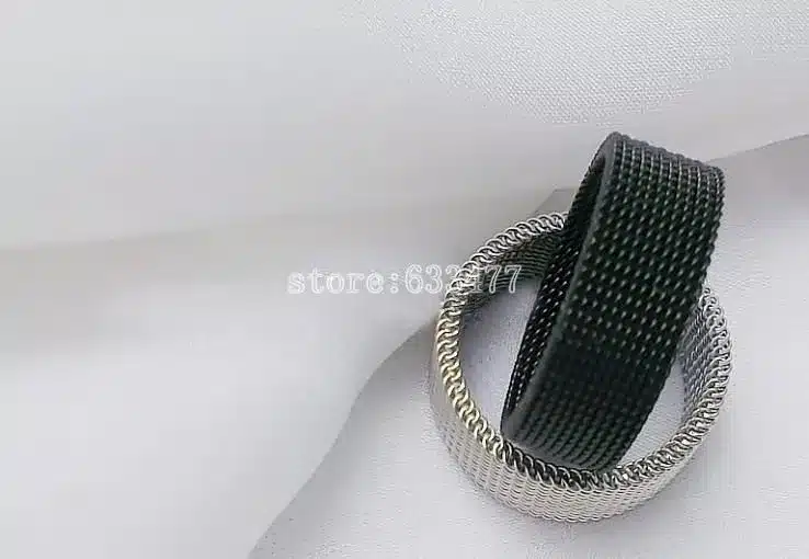 HOT SALE High Quality Metal Silver Black Soft Titanium Alloy Reticular Exquisite Steel Male Ring for Men Gift 18