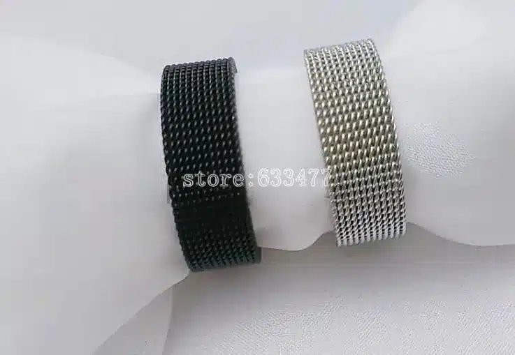 HOT SALE High Quality Metal Silver Black Soft Titanium Alloy Reticular Exquisite Steel Male Ring for Men Gift 22