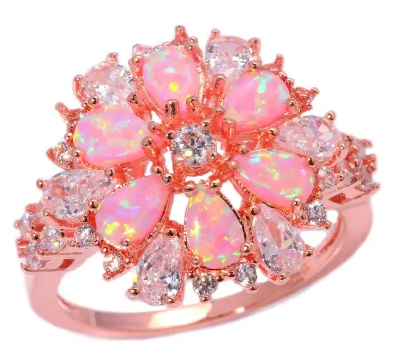 CiNily Created Pink Fire Opal White Cubic Zirconia Rose Gold Color Wholesale Hot Sell for Women Jewelry Ring Size 5-13 OJ6268 11