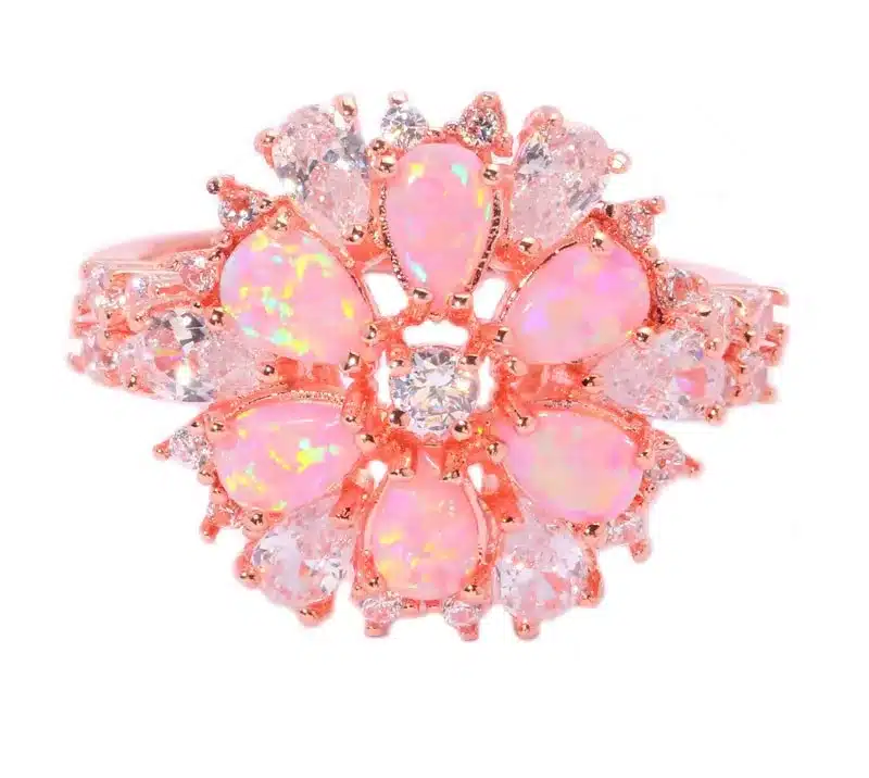 CiNily Created Pink Fire Opal White Cubic Zirconia Rose Gold Color Wholesale Hot Sell for Women Jewelry Ring Size 5-13 OJ6268 14