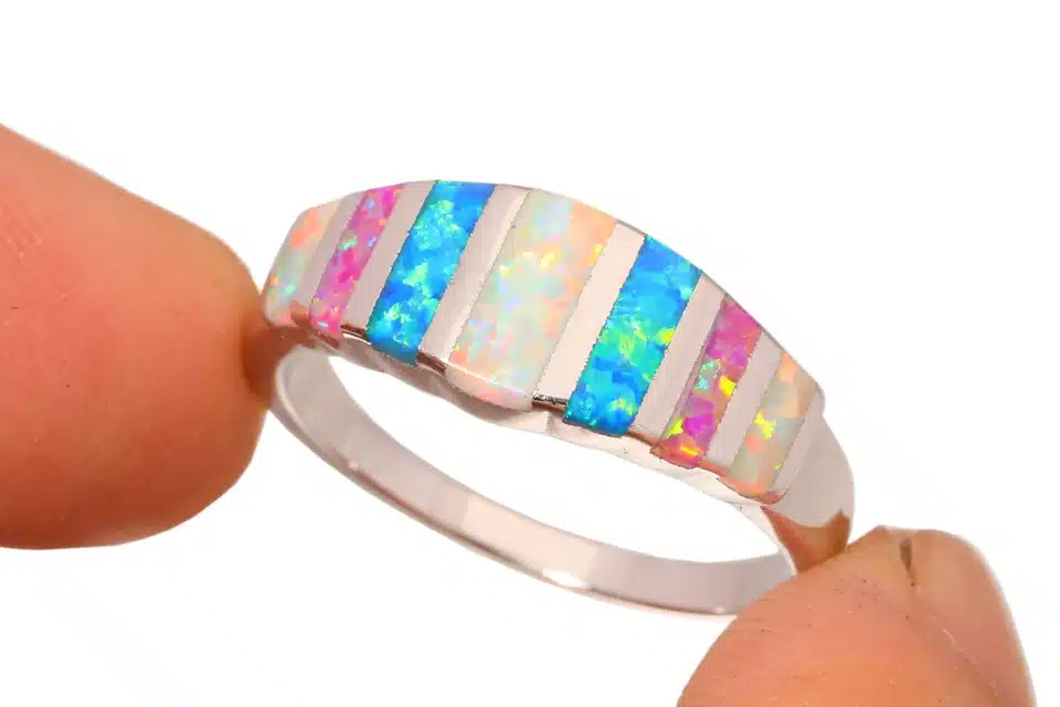 CiNily Created Pink Blue White Fire Opal Silver Plated HOT SELL Wholesale Retail for Women Jewelry Ring Size 5-13 OJ5449 12