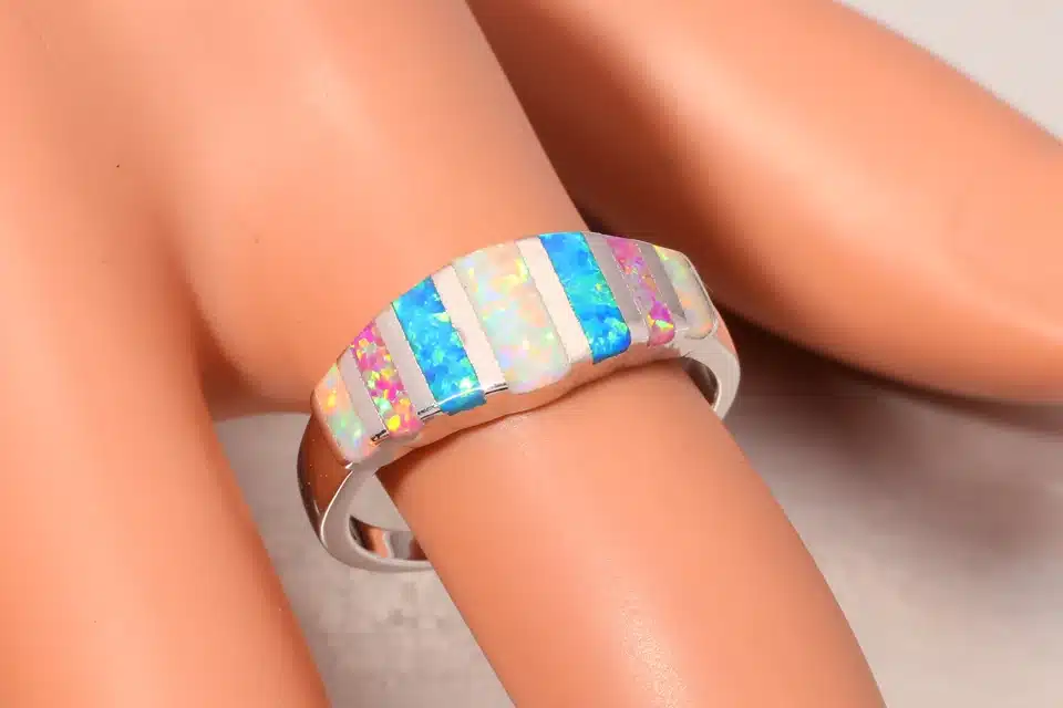 CiNily Created Pink Blue White Fire Opal Silver Plated HOT SELL Wholesale Retail for Women Jewelry Ring Size 5-13 OJ5449 13