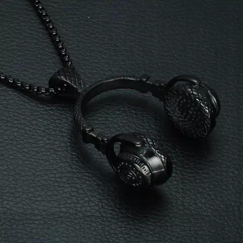 HIP Punk Gold Color Titanium Stainless Steel Sport Headset Music Carnival Headphones Pendants Necklaces for Men Jewelry 4