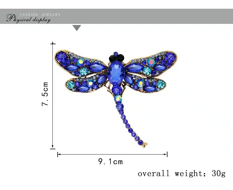 Vintage Design Shinny 6 Colors Crystal Rhinestone Dragonfly Brooches for Women Dress Scarf Brooch Pins Jewelry Accessories Gift 11