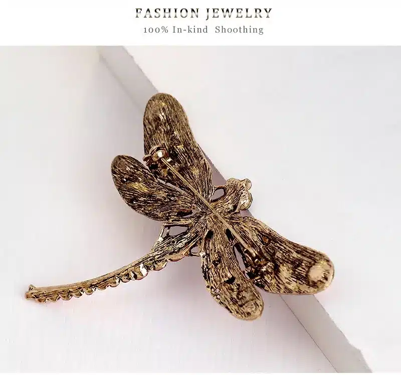 Vintage Design Shinny 6 Colors Crystal Rhinestone Dragonfly Brooches for Women Dress Scarf Brooch Pins Jewelry Accessories Gift 16