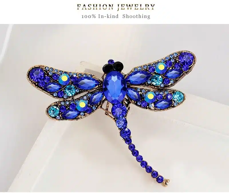 Vintage Design Shinny 6 Colors Crystal Rhinestone Dragonfly Brooches for Women Dress Scarf Brooch Pins Jewelry Accessories Gift 17