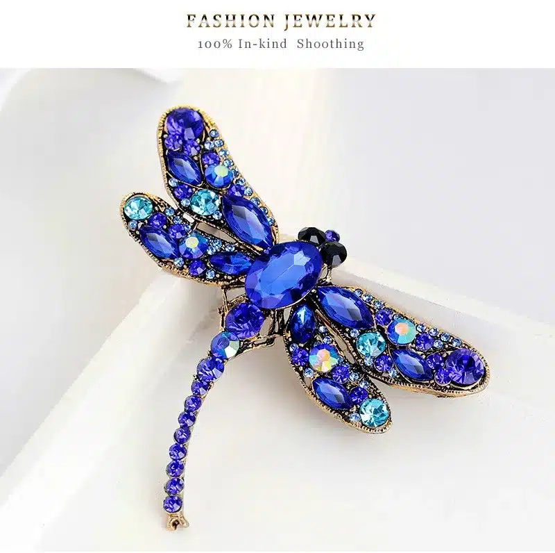Vintage Design Shinny 6 Colors Crystal Rhinestone Dragonfly Brooches for Women Dress Scarf Brooch Pins Jewelry Accessories Gift 18