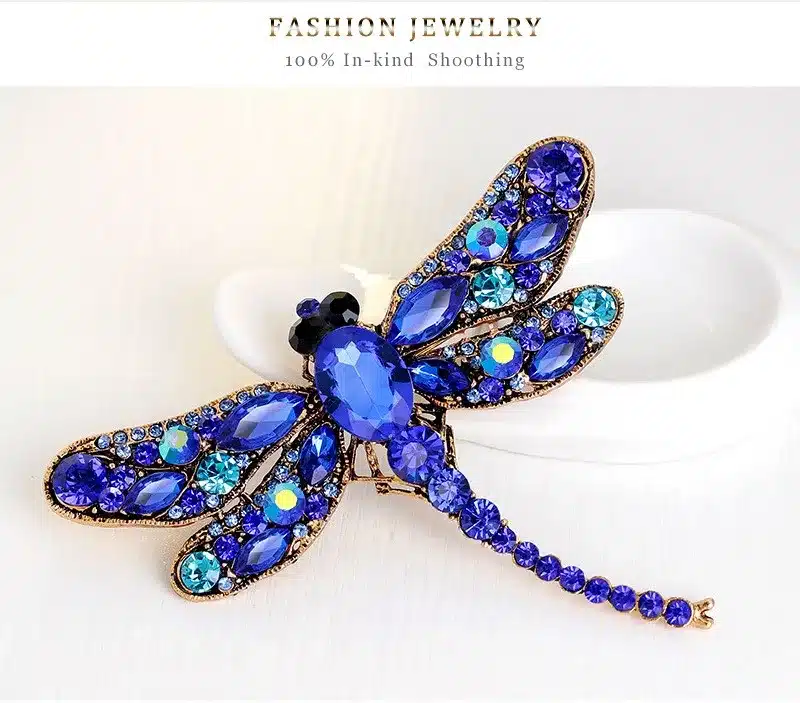 Vintage Design Shinny 6 Colors Crystal Rhinestone Dragonfly Brooches for Women Dress Scarf Brooch Pins Jewelry Accessories Gift 19