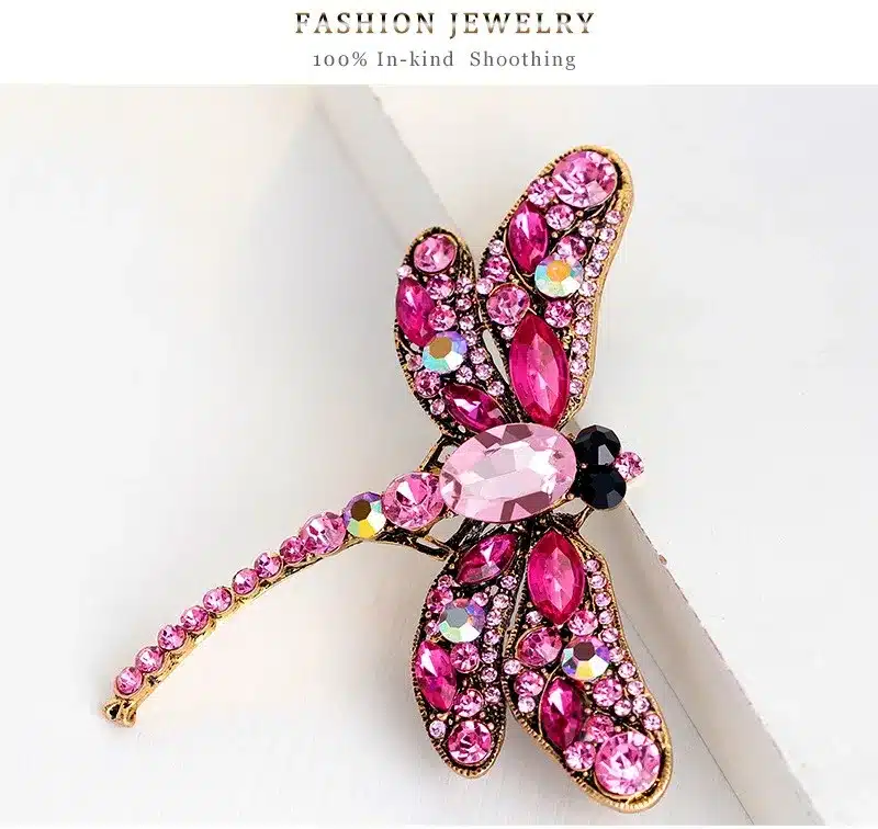 Vintage Design Shinny 6 Colors Crystal Rhinestone Dragonfly Brooches for Women Dress Scarf Brooch Pins Jewelry Accessories Gift 20
