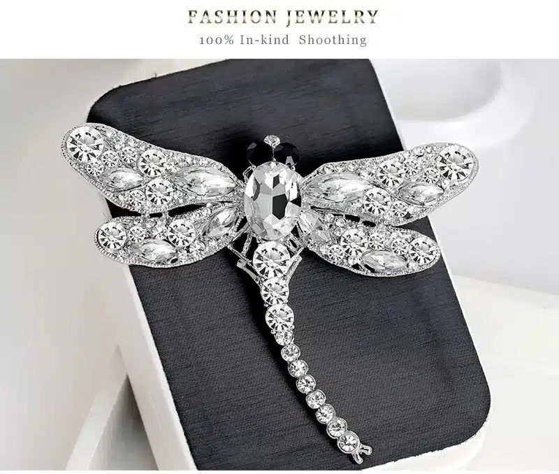 Vintage Design Shinny 6 Colors Crystal Rhinestone Dragonfly Brooches for Women Dress Scarf Brooch Pins Jewelry Accessories Gift 21