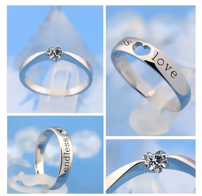 Uloveido Heart Endless Love Silver Wedding Couple Rings for Women and Men Jewelry Mens Ring Valentine's Day Gift 15% off J205 45