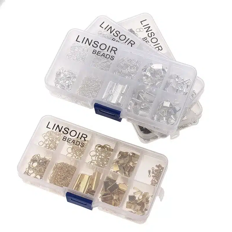 1Box 4 Colors Crimp End Clasps Lobster Clasps Jump Rings Extender Chains Ending Droplets for Necklace Jewelry Making Materials 18