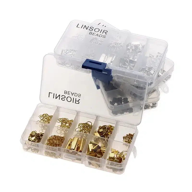 1Box 4 Colors Crimp End Clasps Lobster Clasps Jump Rings Extender Chains Ending Droplets for Necklace Jewelry Making Materials 19