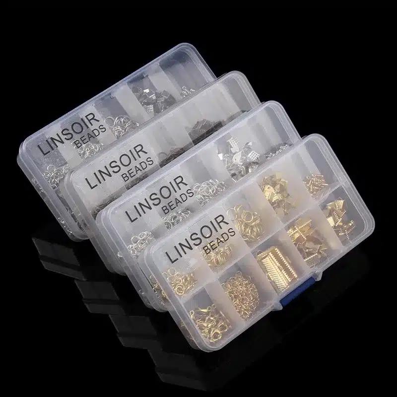 1Box 4 Colors Crimp End Clasps Lobster Clasps Jump Rings Extender Chains Ending Droplets for Necklace Jewelry Making Materials 20