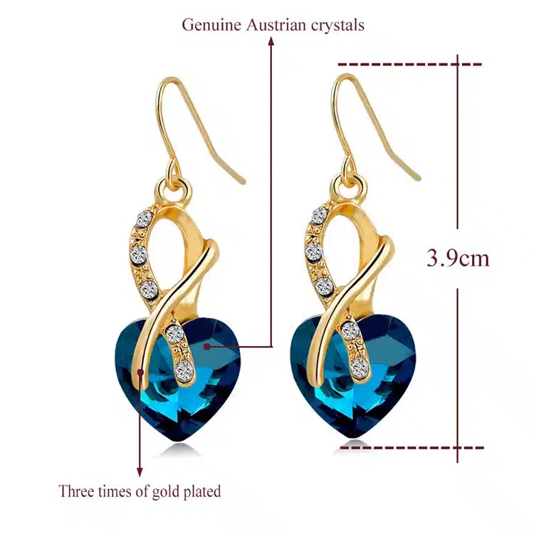 SZELAM 2016 Crystal Heart Necklace Earrings Jewellery Set for Women Bridal Wedding Accessories SET140044 22