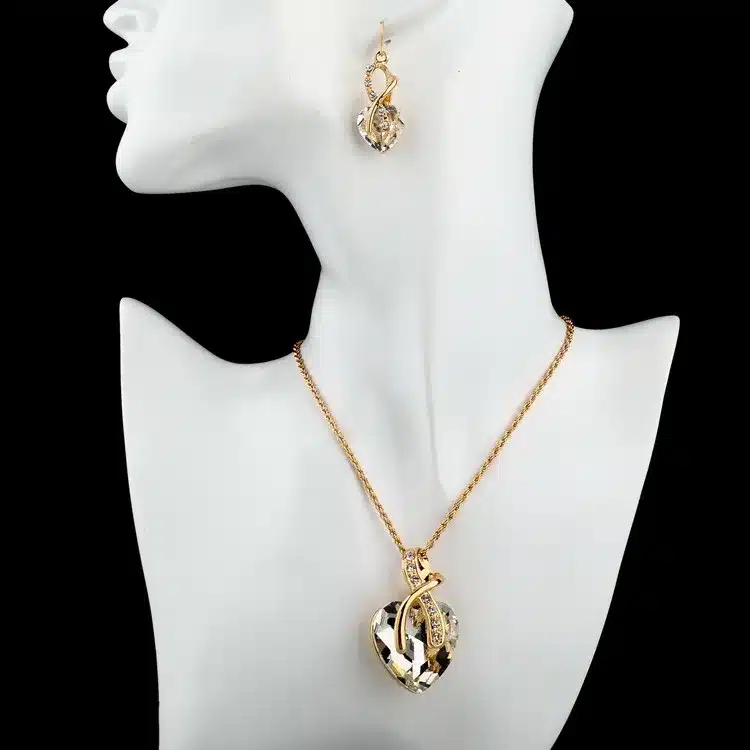 SZELAM 2016 Crystal Heart Necklace Earrings Jewellery Set for Women Bridal Wedding Accessories SET140044 32