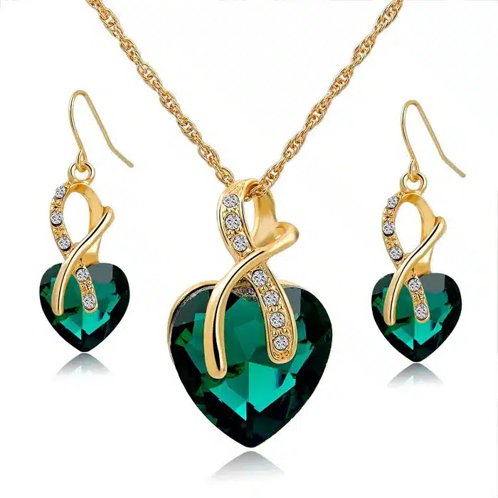 SZELAM 2016 Crystal Heart Necklace Earrings Jewellery Set for Women Bridal Wedding Accessories SET140044 33