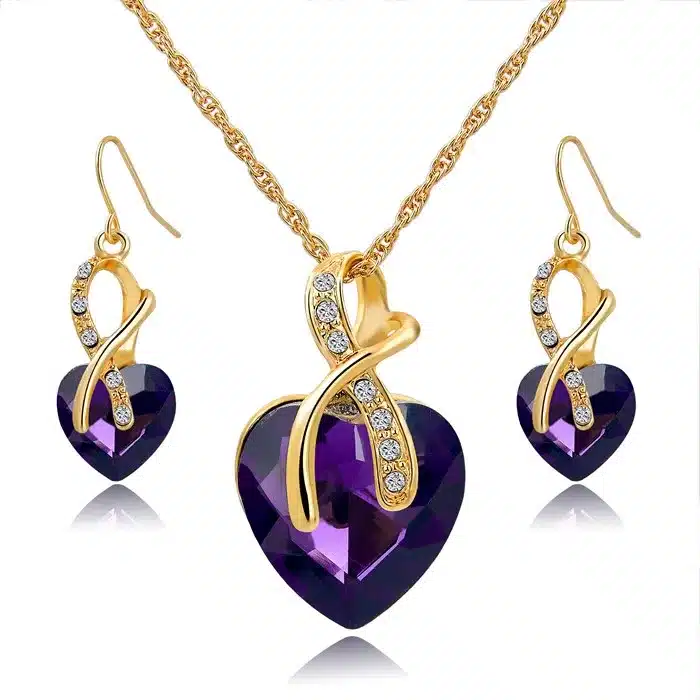SZELAM 2016 Crystal Heart Necklace Earrings Jewellery Set for Women Bridal Wedding Accessories SET140044 37
