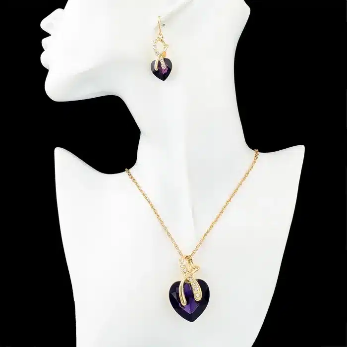 SZELAM 2016 Crystal Heart Necklace Earrings Jewellery Set for Women Bridal Wedding Accessories SET140044 40