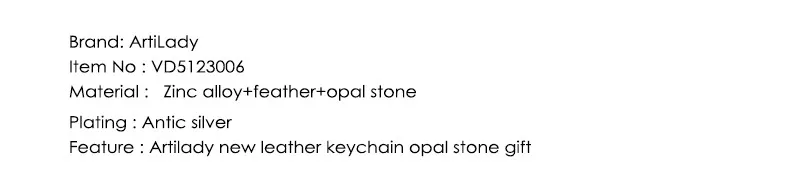 Artilady natural opal stone dreamcatcher keyring fashion silver boho jewelry feather keychain for women 2016 spring 21