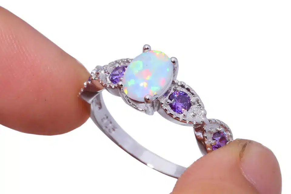 CiNily Created White Fire Opal Purple Zircon Silver Color Wholesale Hot Sell Wedding for Women Jewelry Ring Size 5-12 OJ8044 12