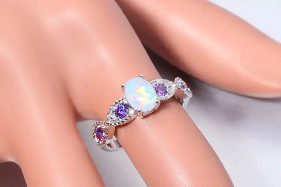 CiNily Created White Fire Opal Purple Zircon Silver Color Wholesale Hot Sell Wedding for Women Jewelry Ring Size 5-12 OJ8044 13