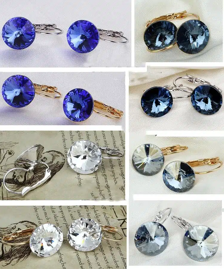 2016 Fashion Jewelry Gold-color Earring For Women Austrian Crystal Purple Drop Earrings Stone Pendientes Mujer Moda Earing E0001 42
