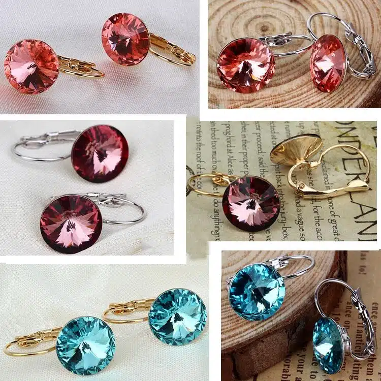 2016 Fashion Jewelry Gold-color Earring For Women Austrian Crystal Purple Drop Earrings Stone Pendientes Mujer Moda Earing E0001 44