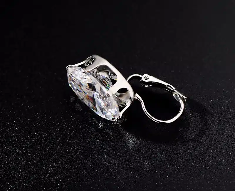 CARSINEL Silver color Big Oval Zircon Hoop Earrings for Women Fashion Austrian Crystal 13*18mm CZ Bijoux Girls 4