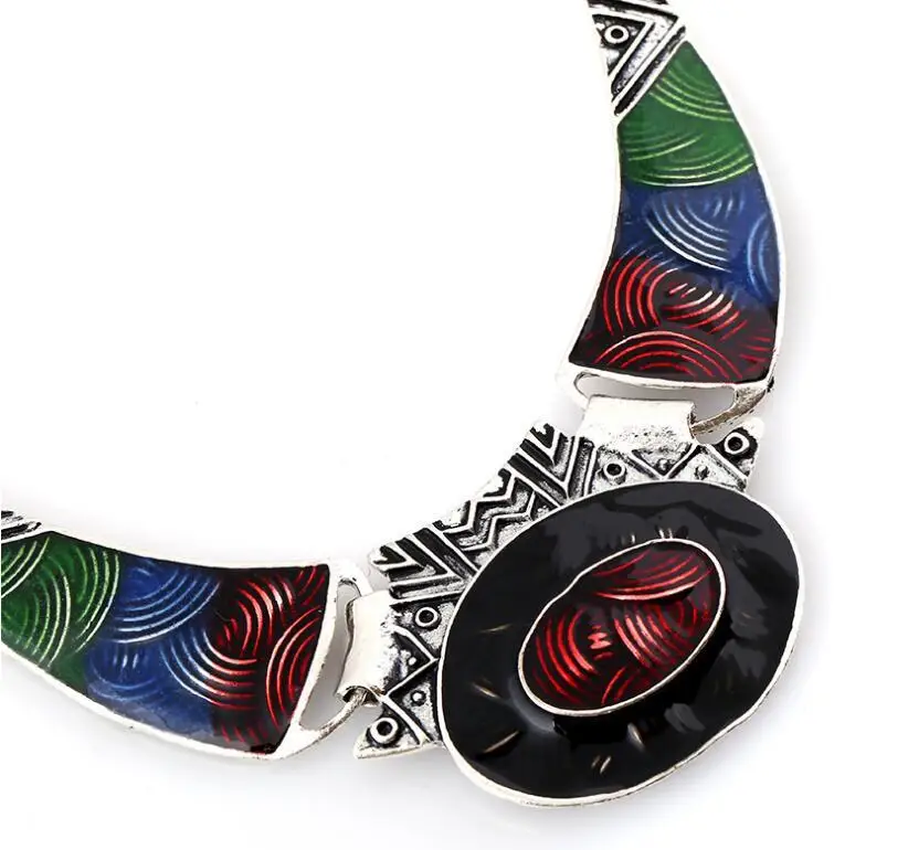 Bridal Wedding African gem Jewelry Sets Silver Plated Women New Design Lock Fashion Trendy Necklace Luxury Earring enamel animal 7