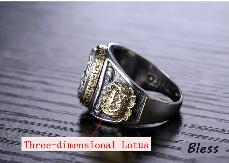 ZABRA Vintage Buddhism Goddess 925 Silver Dragon Male Ring Gold Retro Black Male Silver Ring Sterling Biker Man Rings Jewelry 16