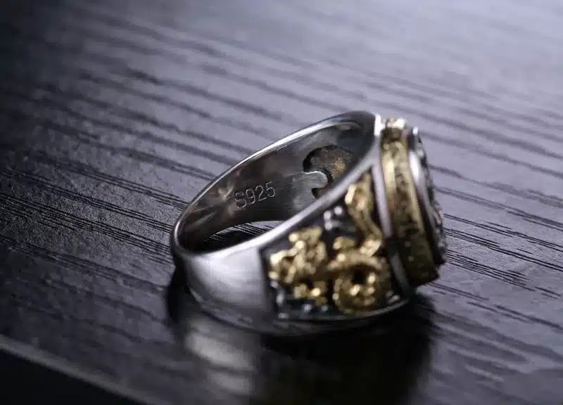 ZABRA Vintage Buddhism Goddess 925 Silver Dragon Male Ring Gold Retro Black Male Silver Ring Sterling Biker Man Rings Jewelry 17