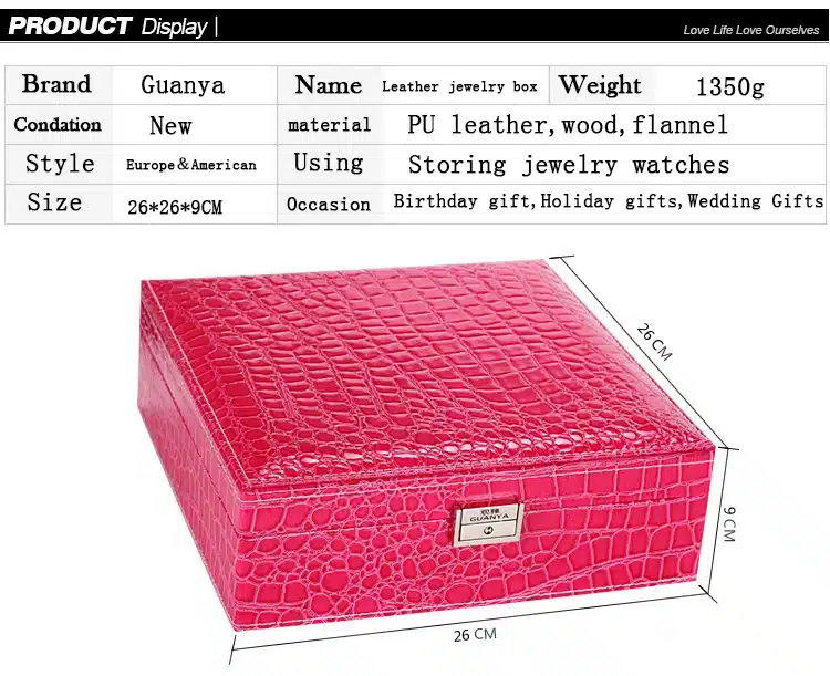 Guanya Wholesale jewelry display leather pattern casket / Senior jewelry box organizer / case for jewelry storage / gift box 13