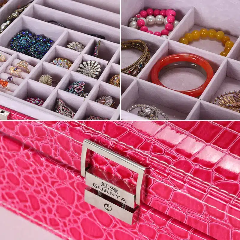 Guanya Wholesale jewelry display leather pattern casket / Senior jewelry box organizer / case for jewelry storage / gift box 18