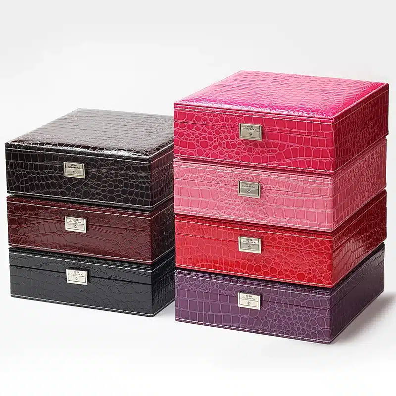 Guanya Wholesale jewelry display leather pattern casket / Senior jewelry box organizer / case for jewelry storage / gift box 19