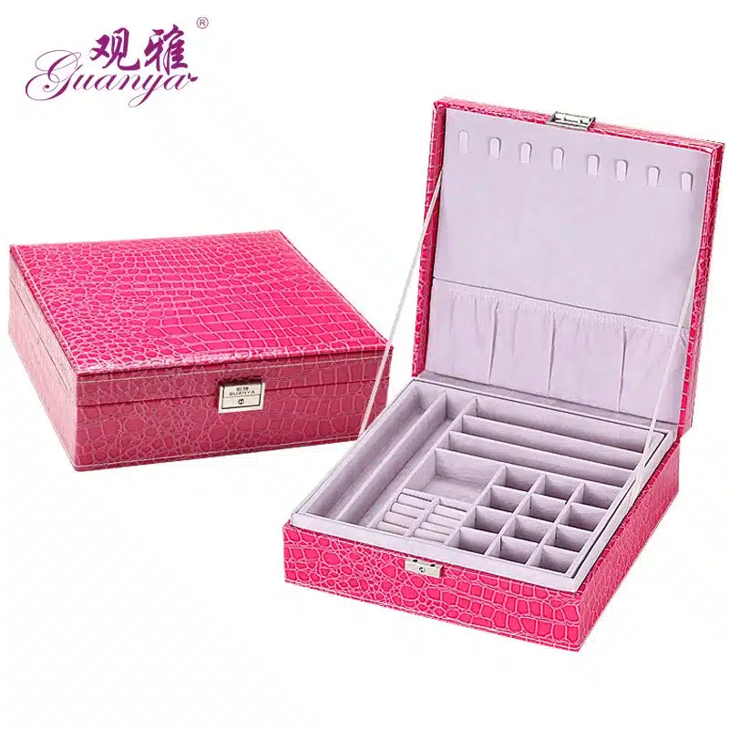 Guanya Wholesale jewelry display leather pattern casket / Senior jewelry box organizer / case for jewelry storage / gift box 20