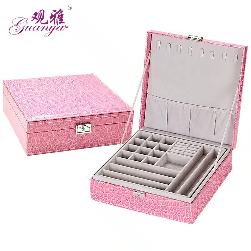 Guanya Wholesale jewelry display leather pattern casket / Senior jewelry box organizer / case for jewelry storage / gift box 22