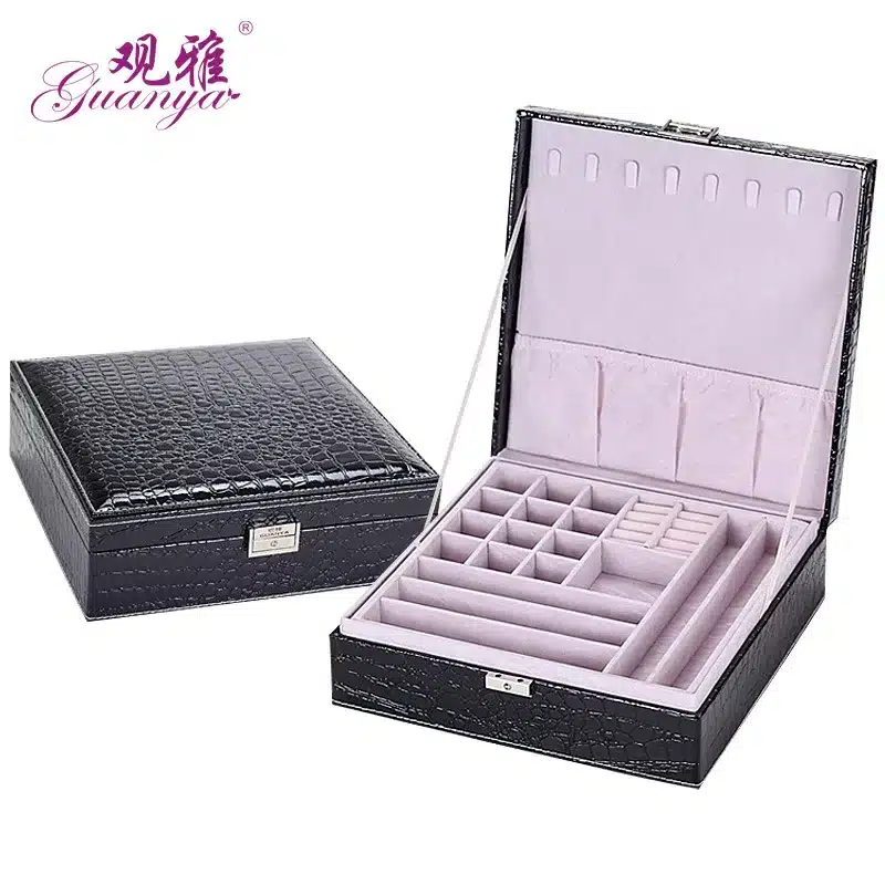 Guanya Wholesale jewelry display leather pattern casket / Senior jewelry box organizer / case for jewelry storage / gift box 23