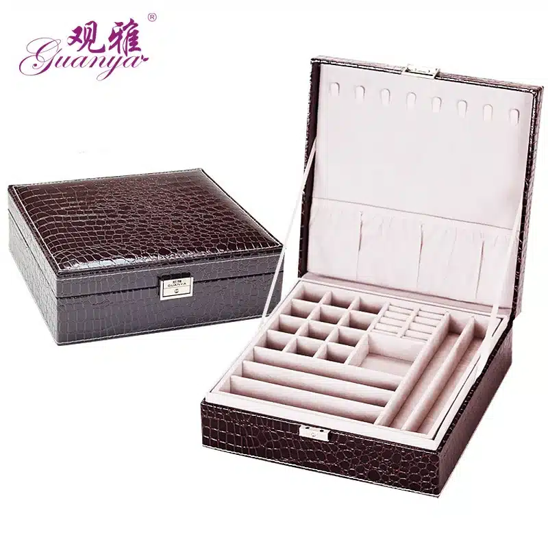 Guanya Wholesale jewelry display leather pattern casket / Senior jewelry box organizer / case for jewelry storage / gift box 24