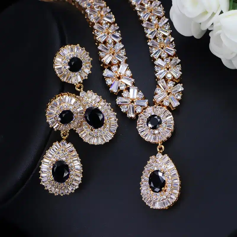 CWWZircons White Gold Color Luxury Bridal CZ Crystal Necklace and Earring Set Big Wedding Jewelry Sets For Brides T103 28