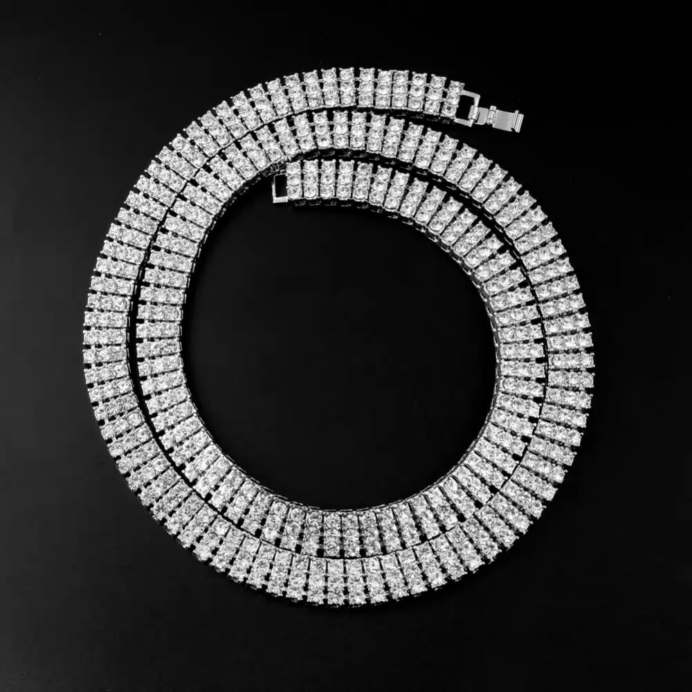 High Quality Men's Gold Color Hip-Hop Jewelry Set Iced Out 30" 3 Row Rhinestone Bling Bling 30inch Chain & 8 inch Bracelet 10