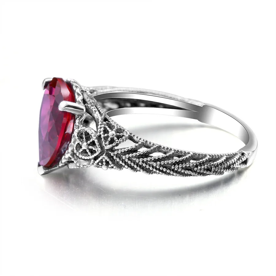 Szjinao Fashion Red CZ Crystal Wedding Jewelry Classic Vintage Sterling Silver 925 Jewelry Sets for Women Pendant/Earrings/Ring 33