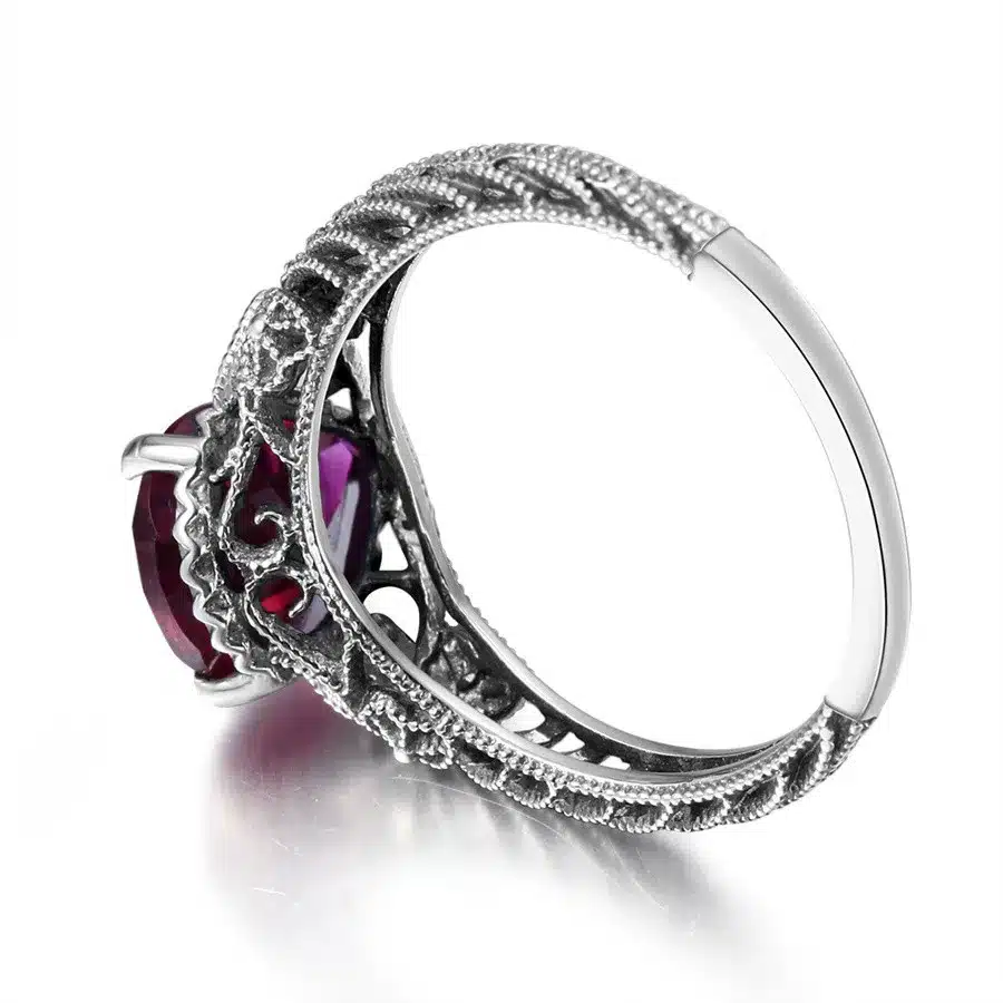 Szjinao Fashion Red CZ Crystal Wedding Jewelry Classic Vintage Sterling Silver 925 Jewelry Sets for Women Pendant/Earrings/Ring 34