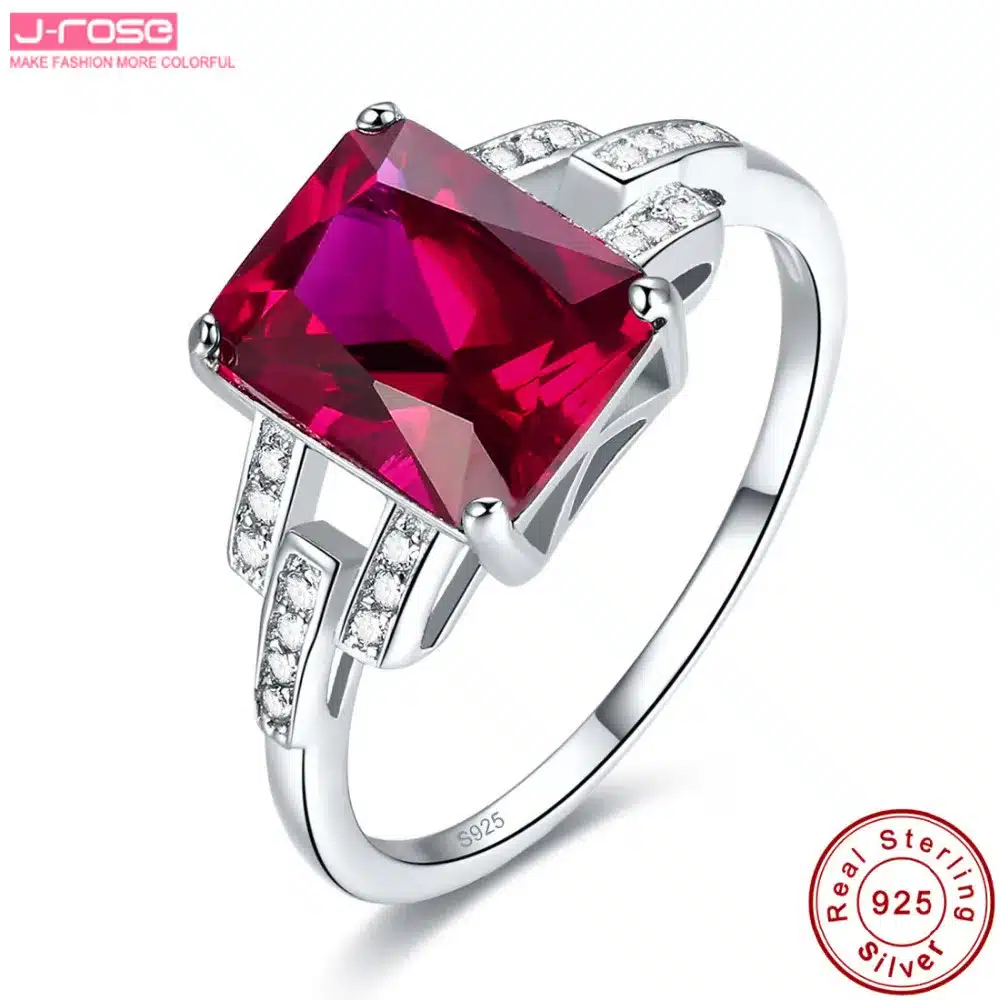 Jrose Famous Brand Women Accesssories Red Wedding Ring Earings Pendant Necklace 925 Sterling Silver Jewelry Sets Fine Jewelry 11