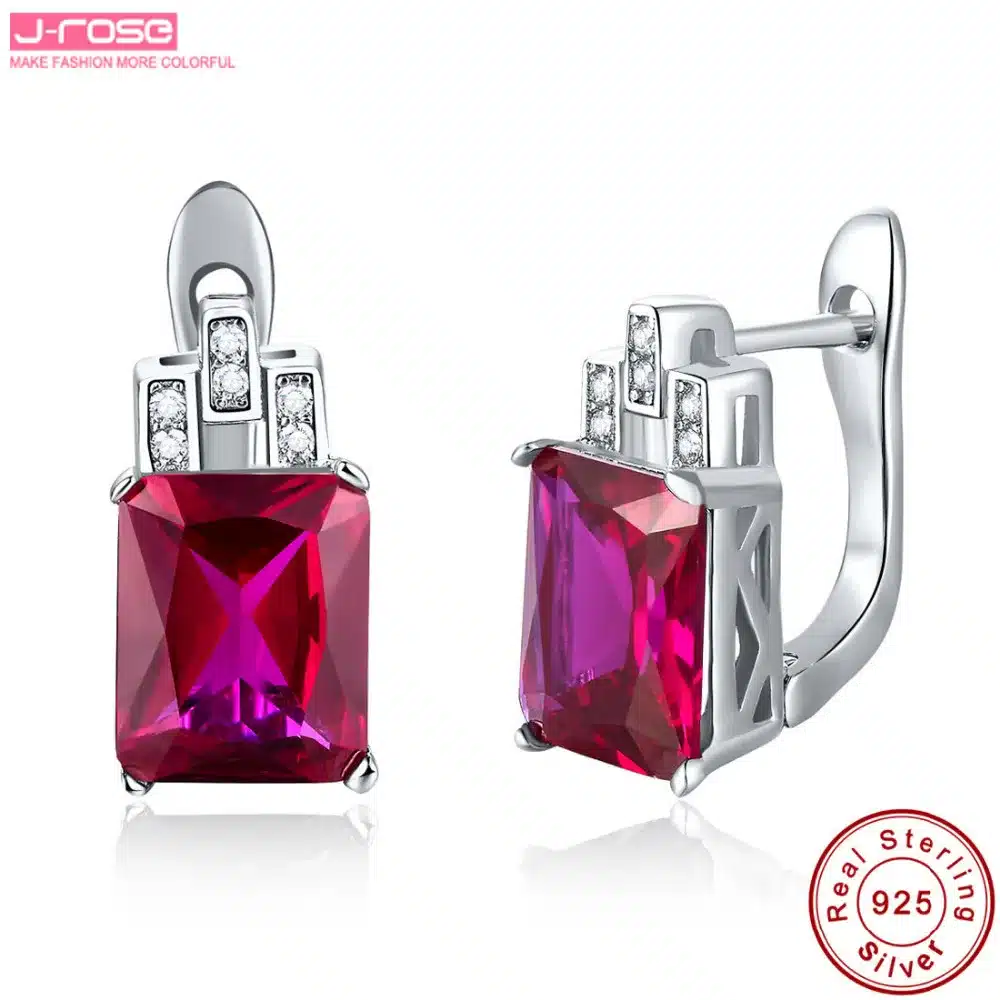 Jrose Famous Brand Women Accesssories Red Wedding Ring Earings Pendant Necklace 925 Sterling Silver Jewelry Sets Fine Jewelry 14